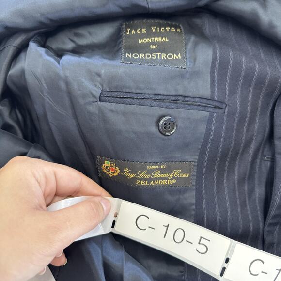 Jack Victor Loro Piana Blazer Mens 44 L Wool  Ridley CT Nordstrom Pinstripe - Picture 3 of 14